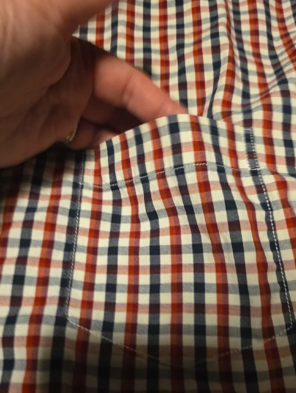 Banana Republic Men's Red, White & Blue Check Button-Down Shirt, Grant Fit, XL
